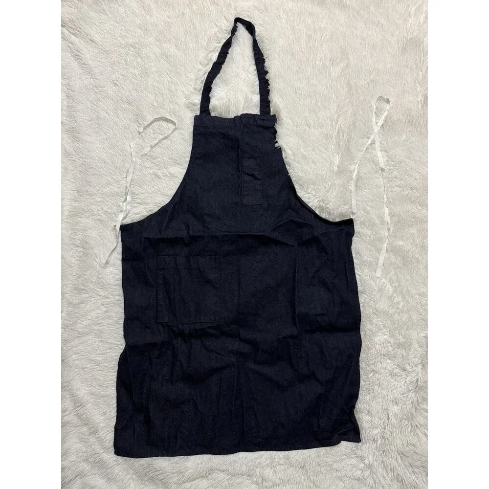 Denim Apron Unisex 2 Pockets Chef Made in Pakistan Cotton Kitchen Dark Wash